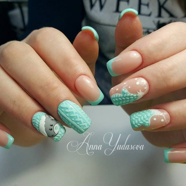 Бирюзовый маникюр: примеры дизайна на фото