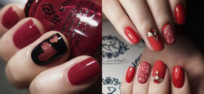 Бордовый маникюр — идеи дизайна с фото, на короткие ногти в том числе, с блестками, рисунком, со стразами и другие варианты
