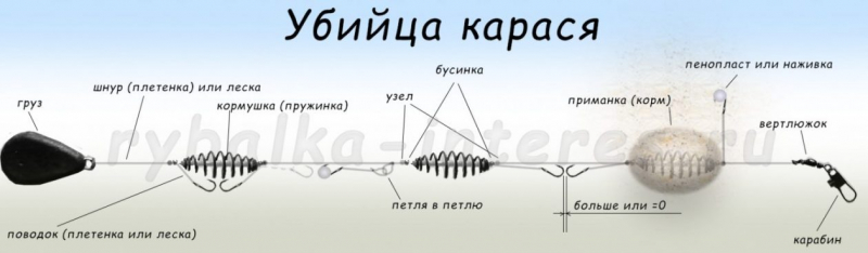 Донная снасть для ловли карася