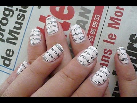 Газетный маникюр на ногтях