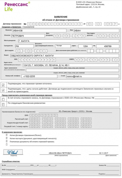 Как отказаться и вернуть страховку по кредиту в ренессанс кредит в 2019 году