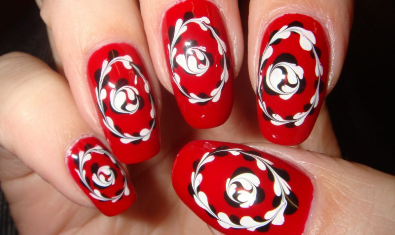 Как сделать узоры на ногтях иголкой гель-лаком при помощи сухой и мокрой техники рисования