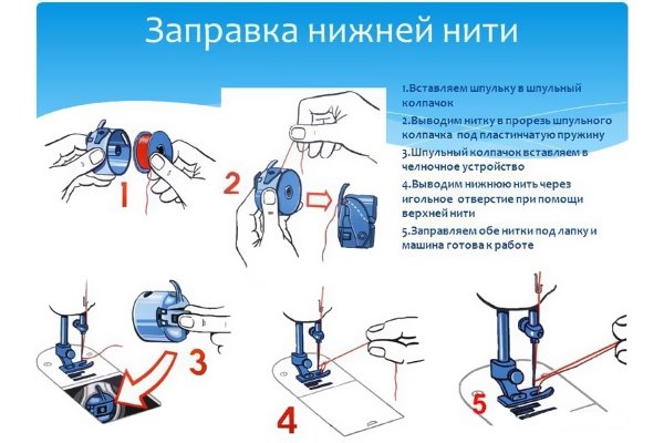 Как заправить верхнюю и нижнюю нитку в швейную машину