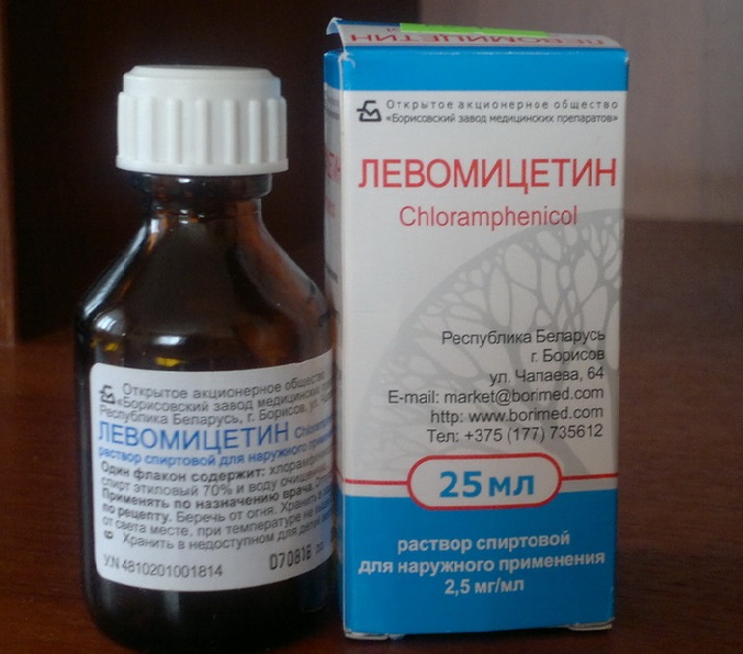 Левомицетиновый спирт и другие растворы при лечение прыщей