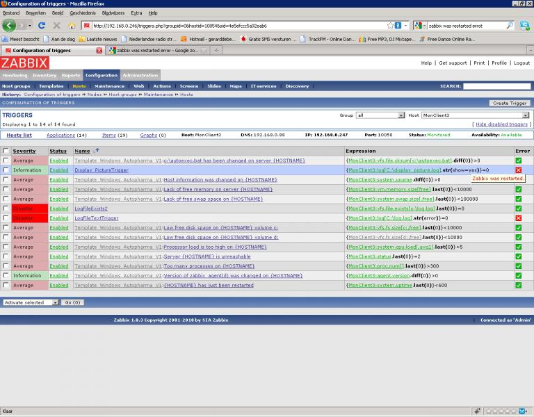 Мониторинг лог файла в zabbix