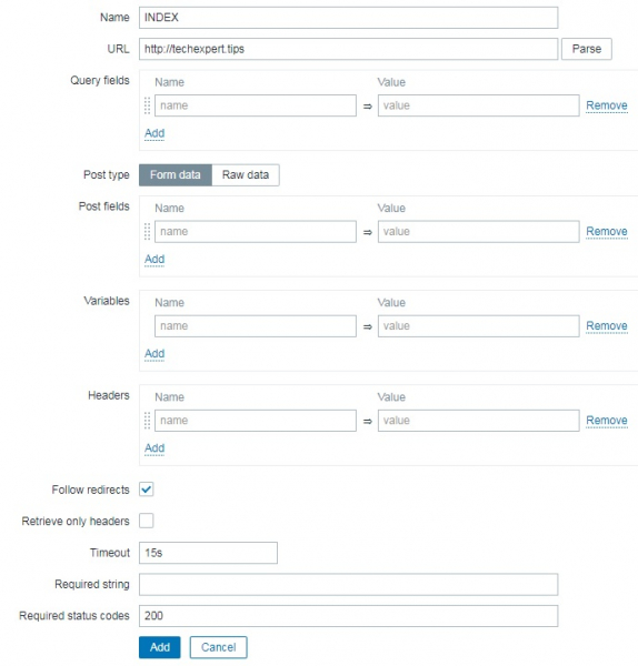 Мониторинг web сайта в zabbix
