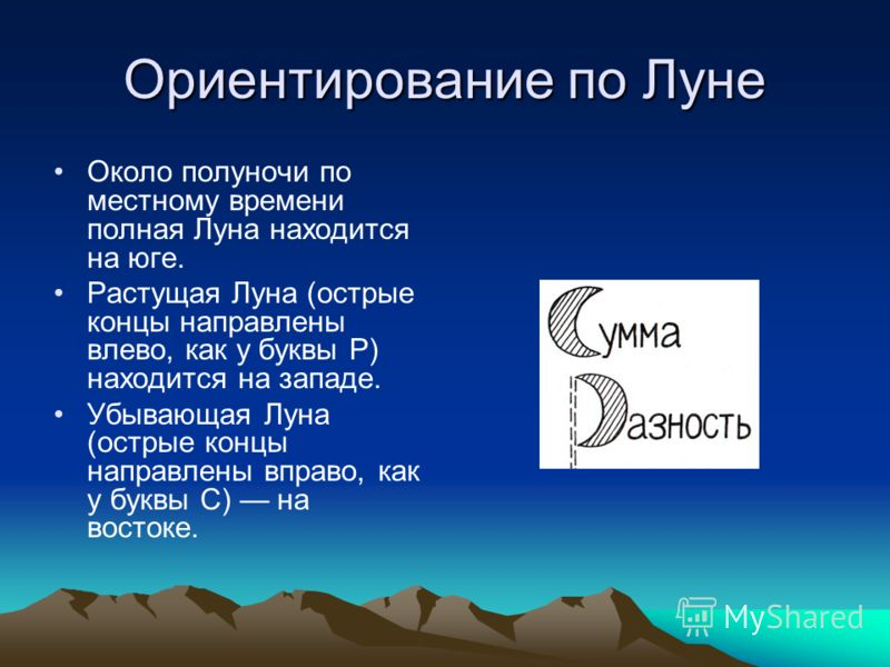 Ориентирование по луне