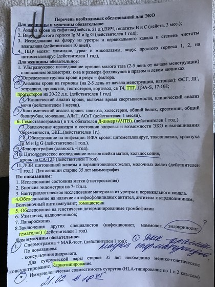 Полный список анализов для эко по омс 2019