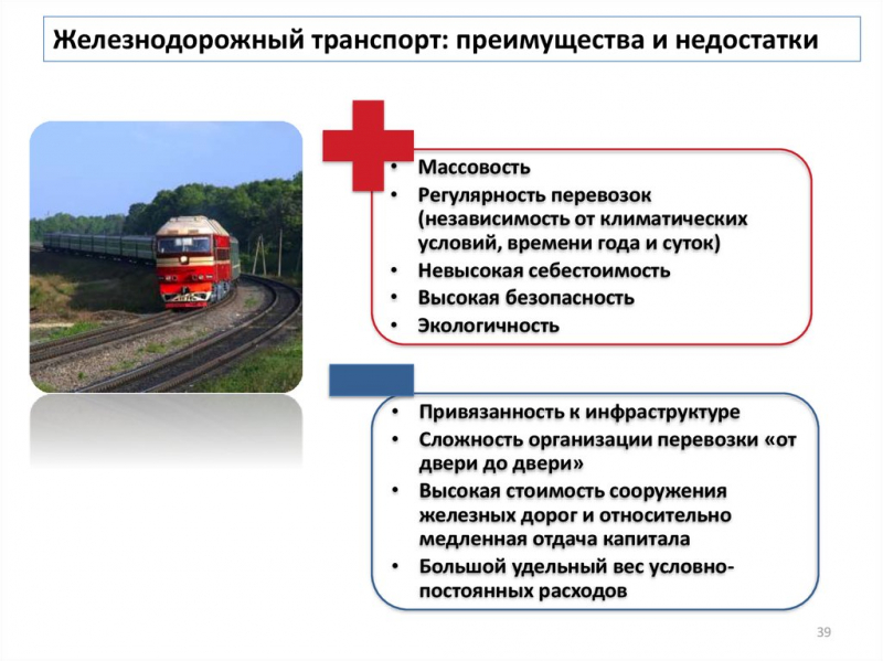 Преимущества и недостатки железнодорожных перевозок
