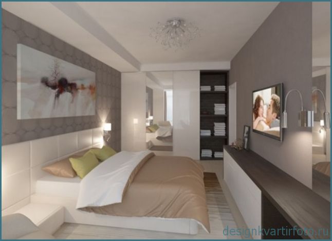 Прямоугольная спальня, фото подборка