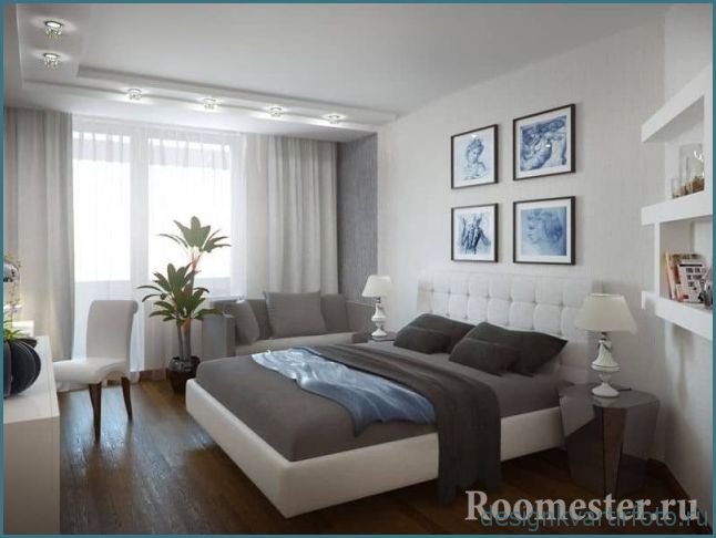 Прямоугольная спальня, фото подборка