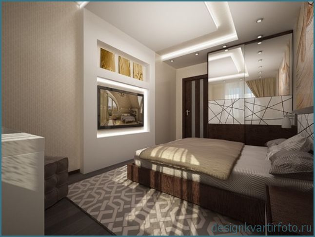 Прямоугольная спальня, фото подборка