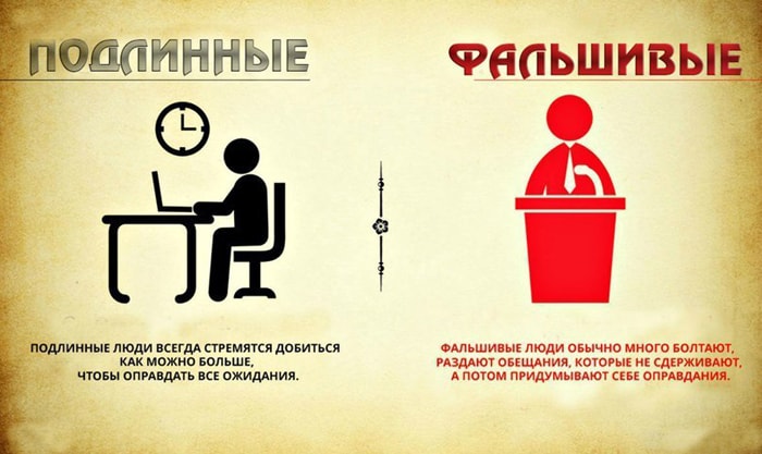 Различия между искренними и фальшивыми людьми