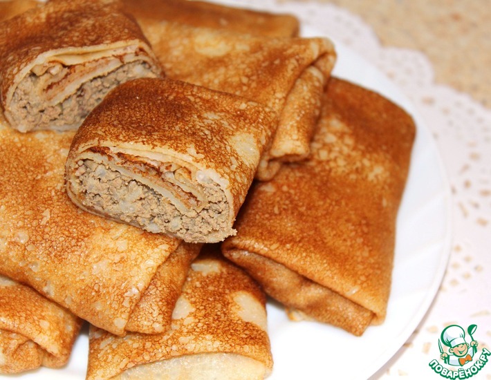 Рецепт блинов из говяжьей печени: свиная начинка, фото и видео