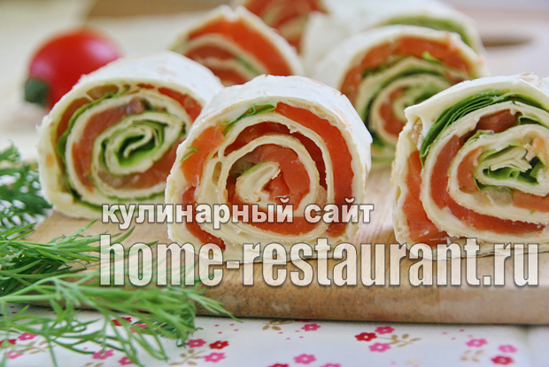 Рулет из лаваша с рыбой