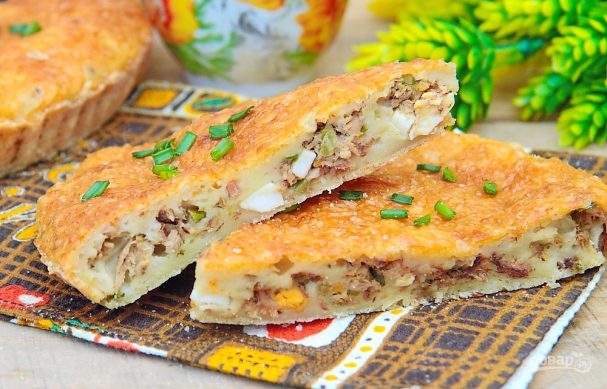 Рыбный пирог из жидкого теста