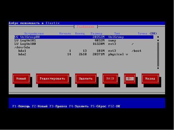 Установка elastix с созданием raid 1