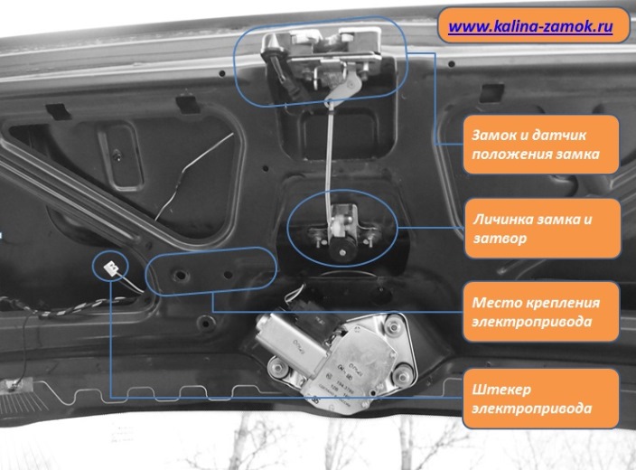 Установка замка багажника калины